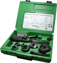 Greenlee - 11 Piece, 61.5mm Punch Hole Diam, Hydraulic Punch Driver Kit - Round Punch, 10 Gage Mild Steel - Benchmark Tooling