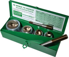 Greenlee - 7 Piece, 22.5 to 43.2mm Punch Hole Diam, Hydraulic Knockout Set - Round Punch, 10 Gage Mild Steel - Benchmark Tooling