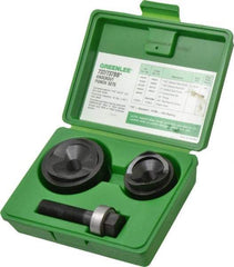 Greenlee - 6 Piece, 1-1/2 to 2" Punch Hole Diam, Manual Knockout Set - Round Punch, 10 Gage Mild Steel - Benchmark Tooling