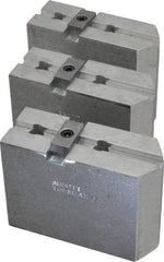 Abbott Workholding Products - 8" & Up Chuck Capacity, Tongue & Groove Attachment, Square Soft Lathe Chuck Jaw - 3 Jaws, Aluminum, 1-3/4" Btw Mount Hole Ctrs, 4" Long x 1-1/2" Wide x 3" High, 5/16" Groove, 3/8" Fastener - Benchmark Tooling