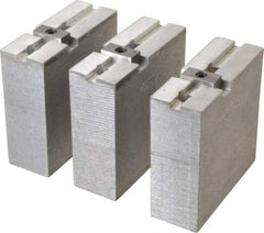 Abbott Workholding Products - 8" & Up Chuck Capacity, Tongue & Groove Attachment, Square Soft Lathe Chuck Jaw - 3 Jaws, Aluminum, 1-3/4" Btw Mount Hole Ctrs, 4" Long x 1-1/2" Wide x 4" High, 5/16" Groove, 3/8" Fastener - Benchmark Tooling