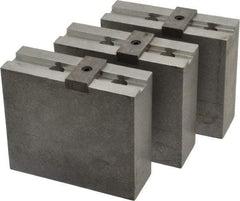 Abbott Workholding Products - 10" & Up Chuck Capacity, Tongue & Groove Attachment, Square Soft Lathe Chuck Jaw - 3 Jaws, Aluminum, 2-1/8" Btw Mount Hole Ctrs, 4-1/2" Long x 1-1/2" Wide x 4" High, 1/2" Groove, 1/2" Fastener - Benchmark Tooling