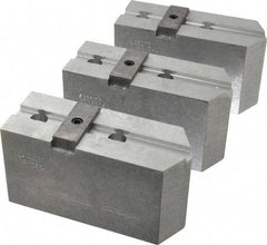 Abbott Workholding Products - 12" & Up Chuck Capacity, Tongue & Groove Attachment, Square Soft Lathe Chuck Jaw - 3 Jaws, Aluminum, 2-1/2" Btw Mount Hole Ctrs, 5-1/2" Long x 2" Wide x 3" High, 1/2" Groove, 1/2" Fastener - Benchmark Tooling