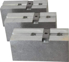 Abbott Workholding Products - 15 to 18" Chuck Capacity, Tongue & Groove Attachment, Square Soft Lathe Chuck Jaw - 3 Jaws, Aluminum, 3" Btw Mount Hole Ctrs, 6-1/2" Long x 2-1/2" Wide x 3" High, 1/2" Groove, 5/8" Fastener - Benchmark Tooling