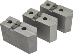 Abbott Workholding Products - 15 to 18" Chuck Capacity, Tongue & Groove Attachment, Square Soft Lathe Chuck Jaw - 3 Jaws, Aluminum, 3" Btw Mount Hole Ctrs, 6-1/2" Long x 2-1/2" Wide x 4" High, 1/2" Groove, 3/4" Fastener - Benchmark Tooling