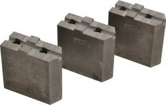 Abbott Workholding Products - 6" & Up Chuck Capacity, Tongue & Groove Attachment, Square Soft Lathe Chuck Jaw - 3 Jaws, Steel, 1-1/2" Btw Mount Hole Ctrs, 3" Long x 1-1/4" Wide x 3" High, 5/16" Groove, 3/8" Fastener - Benchmark Tooling