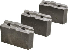 Abbott Workholding Products - 10" & Up Chuck Capacity, Tongue & Groove Attachment, Square Soft Lathe Chuck Jaw - 3 Jaws, Steel, 2-1/8" Btw Mount Hole Ctrs, 4-1/2" Long x 1-1/2" Wide x 3" High, 1/2" Groove, 1/2" Fastener - Benchmark Tooling