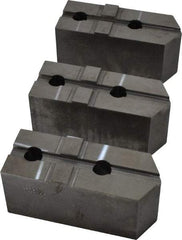 Abbott Workholding Products - 15 to 18" Chuck Capacity, Tongue & Groove Attachment, Square Soft Lathe Chuck Jaw - 3 Jaws, Steel, 3" Btw Mount Hole Ctrs, 6-1/2" Long x 2-1/2" Wide x 3" High, 1/2" Groove, 3/4" Fastener - Benchmark Tooling