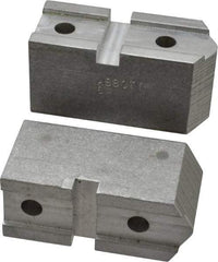 Abbott Workholding Products - 6" & Up Chuck Capacity, Serrated Attachment, Square Soft Lathe Chuck Jaw - 3 Jaws, Aluminum, 1-11/16" Btw Mount Hole Ctrs, 3" Long x 1-1/4" Wide x 1-1/2" High, 0.738" Groove, 5/16" Fastener - Benchmark Tooling