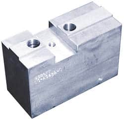 Abbott Workholding Products - 15 to 24" Chuck Capacity, Tongue & Groove Attachment, Square Soft Lathe Chuck Jaw - 3 Jaws, Aluminum, 3" Btw Mount Hole Ctrs, 8-1/4" Long x 3" Wide x 4" High, 7/8" & 7/8" Fastener - Benchmark Tooling