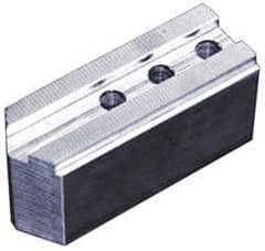 Abbott Workholding Products - 16" & Up Chuck Capacity, 3/32" x 90° Serrated Attachment, Square Soft Lathe Chuck Jaw - 3 Jaws, Steel, 1-1/2" Btw Mount Hole Ctrs, 6-1/2" Long x 2-1/2" Wide x 3" High, 1.004" Groove, 0.7874" & 20mm Fastener - Benchmark Tooling