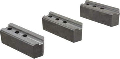 Abbott Workholding Products - 12" & Up Chuck Capacity, 1/16" x 90 Serrated Attachment, Square Soft Lathe Chuck Jaw - 3 Jaws, Steel, 1-3/16" Btw Mount Hole Ctrs, 5-1/2" Long x 2" Wide x 2" High, 0.787" Groove, 1/2" Fastener - Benchmark Tooling