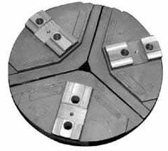 Abbott Workholding Products - 15" & Up Chuck Capacity, Tongue & Groove Attachment, Round Soft Lathe Chuck Jaw - 3 Jaws, Cast Aluminum, 2-1/2" Btw Mount Hole Ctrs, 18" Wide x 3" High, 3/4" & 3/4" Fastener - Benchmark Tooling