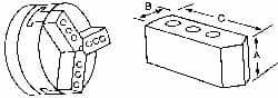 Abbott Workholding Products - 8" & Up Chuck Capacity, Microcentric Attachment, Square Soft Lathe Chuck Jaw - 3 Jaws, Aluminum, 3-3/4mm Long x 1-1/2" Wide x 2" High - Benchmark Tooling