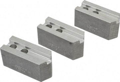 Abbott Workholding Products - 6" & Up Chuck Capacity, 1.5mm x 60° Serrated Attachment, Square Soft Lathe Chuck Jaw - 3 Jaws, Aluminum, 0.7874" Btw Mount Hole Ctrs, 3" Long x 1-1/4" Wide x 1-1/2" High, 0.4724" Groove, 0.3937" & 10mm Fastener - Benchmark Tooling