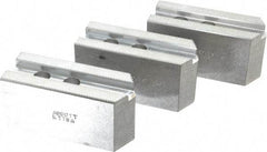 Abbott Workholding Products - 8" & Up Chuck Capacity, 1.5mm x 60° Serrated Attachment, Square Soft Lathe Chuck Jaw - 3 Jaws, Aluminum, 63/64" Btw Mount Hole Ctrs, 4" Long x 1-1/2" Wide x 2" High, 0.5512" Groove, 0.4724" & 12mm Fastener - Benchmark Tooling