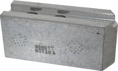 Abbott Workholding Products - 10" & Up Chuck Capacity, 1.5mm x 60° Serrated Attachment, Square Soft Lathe Chuck Jaw - 3 Jaws, Aluminum, 1.1811" Btw Mount Hole Ctrs, 4-1/2" Long x 1-1/2" Wide x 2" High, 0.6299" Groove, 0.4724" & 12mm Fastener - Benchmark Tooling