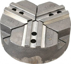 Abbott Workholding Products - 6" & Up Chuck Capacity, 1.5mm x 60° Serrated Attachment, Round Soft Lathe Chuck Jaw - 3 Jaws, Cast Iron, 0.7874" Btw Mount Hole Ctrs, 6" Wide x 2" High, 0.4724" Groove, 0.3937" & 10mm Fastener - Benchmark Tooling