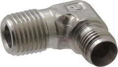 Parker - 1/4" OD, Stainless Steel Male Elbow - 9/16" Hex, Comp x MNPT Ends - Benchmark Tooling