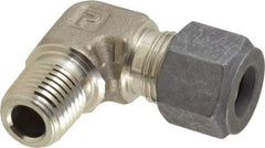 Parker - 3/8" OD, Stainless Steel Male Elbow - 5/8" Hex, Comp x MNPT Ends - Benchmark Tooling