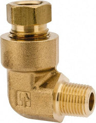 Parker - 5/16" OD, Brass Male Elbow - 1,800 Max Working psi, 9/16" Hex, Comp x MNPT Ends - Benchmark Tooling