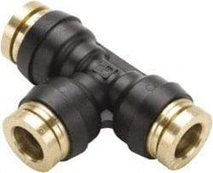 Parker - 1/2" Tube OD, Composite Push-to-Connect Tube Union Tee - Tube to Tube Connection, 250 Max psi, Buna-N O-Ring, -40 to 200°F Working Temp - Benchmark Tooling