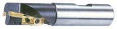 Cutting Tool Technologies - 1-1/4" Cut Diam, 1.77" Max Depth of Cut, 1-1/4" Shank Diam, 4-1/2" OAL, Indexable Square Shoulder Helical End Mill - APKT 1003... Inserts, Weldon Shank, 90° Lead Angle - Benchmark Tooling