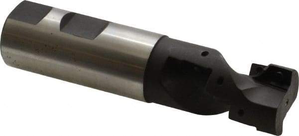 Cutting Tool Technologies - 1" Cut Diam, 1-1/2" Max Depth of Cut, 1" Shank Diam, 4-1/4" OAL, Indexable Square Shoulder Helical End Mill - APKT 1003... Inserts, Weldon Shank, 90° Lead Angle - Benchmark Tooling