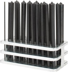 Value Collection - 28 Piece, 3/32 to 17/32", Transfer Punch Set - Round Shank, Comes in Stand - Benchmark Tooling