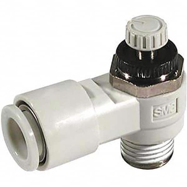 SMC PNEUMATICS - Speed & Flow Control Valves Valve Type: Flow Control Elbow Male Thread Size: R(PT) 1/8 - Benchmark Tooling