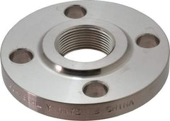 Merit Brass - 1-1/4" Pipe, 4-5/8" OD, Stainless Steel, Threaded Pipe Flange - 3-1/2" Across Bolt Hole Centers, 5/8" Bolt Hole, 150 psi, Grades 304 & 304L - Benchmark Tooling