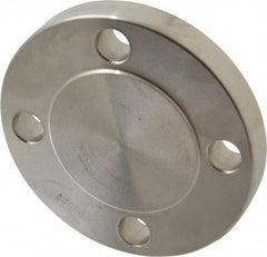 Merit Brass - 1-1/2" Pipe, 5" OD, Stainless Steel, Blind Pipe Flange - 3-7/8" Across Bolt Hole Centers, 5/8" Bolt Hole, 150 psi, Grades 304 & 304L - Benchmark Tooling