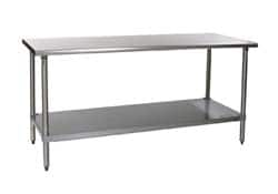 Eagle MHC - 48 Wide x 30" Deep x 34-1/2" High, Stainless Steel Work Table - Rolled Edge, Fixed Legs - Benchmark Tooling