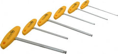 Wiha - 6 Piece T-Handle Ball End Hex Key Set - Hex Range 5/32 to 3/8", Chrome Vanadium Molybdenum - Benchmark Tooling