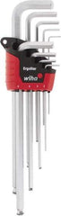 Wiha - 9 Piece L-Key Ball End Hex Key Set - Hex Range 1.5 to 10mm - Benchmark Tooling
