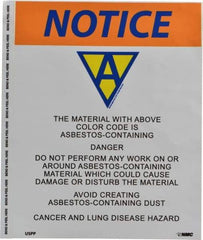 NMC - 8" Long x 10" Wide, Pressure-Sensitive Vinyl Safety Sign - Rectangle, 0.004" Thick, Use for Hazardous Materials - Benchmark Tooling
