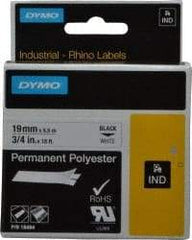 Rhino - 216" Long, White Permanent Polyester Tape Permanent Polyester Tape - For DYMO Brand Labeling Equipment Designed for "D1" Tapes (Check Width Compatibility) - Benchmark Tooling