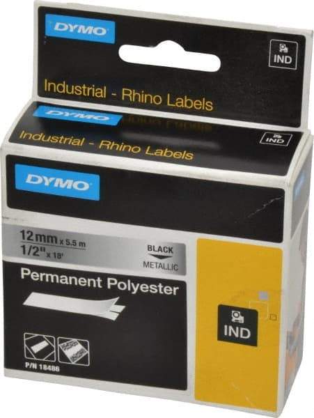 Rhino - 216" Long, Metallized Silver Polyester Metallized Tape - For DYMO Brand Labeling Equipment Designed for "D1" Tapes (Check Width Compatibility) - Benchmark Tooling