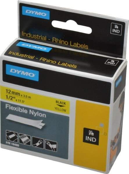 Rhino - 138" Long, Yellow Nylon Flexible Tape - For DYMO Brand Labeling Equipment Designed for "D1" Tapes (Check Width Compatibility) - Benchmark Tooling