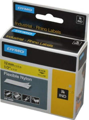 Rhino - 138" Long, Yellow Nylon Flexible Tape - For DYMO Brand Labeling Equipment Designed for "D1" Tapes (Check Width Compatibility) - Benchmark Tooling