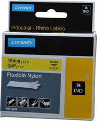 Rhino - 138" Long, Yellow Nylon Flexible Tape - For DYMO Brand Labeling Equipment Designed for "D1" Tapes (Check Width Compatibility) - Benchmark Tooling