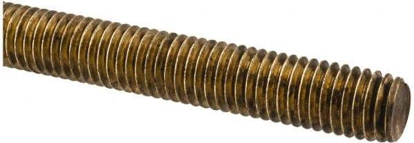 Made in USA - 1/2-13 UNC (Coarse), 2' Long, Brass Threaded Rod - Right Hand Thread - Benchmark Tooling