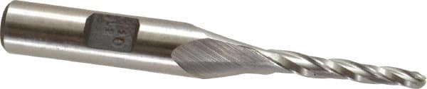 Made in USA - 1.5° Taper Angle per Side, 1/8" Small End Diam, 1" LOC, High Speed Steel 3 Flute Tapered Ball End Mill - 2-7/8" OAL, 3/8" Shank Diam - Benchmark Tooling