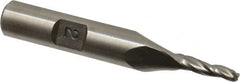 Made in USA - 2° Taper Angle per Side, 1/8" Small End Diam, 1/2" LOC, High Speed Steel 3 Flute Tapered Ball End Mill - 2-1/2" OAL, 3/8" Shank Diam - Benchmark Tooling