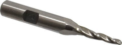 Made in USA - 3° Taper Angle per Side, 1/8" Small End Diam, 1" LOC, High Speed Steel 3 Flute Tapered Ball End Mill - 2-7/8" OAL, 3/8" Shank Diam - Benchmark Tooling