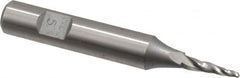 Made in USA - 5° Taper Angle per Side, 1/16" Small End Diam, 1/2" LOC, High Speed Steel 3 Flute Tapered Ball End Mill - 2-5/8" OAL, 3/8" Shank Diam - Benchmark Tooling