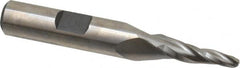 Made in USA - 5° Taper Angle per Side, 1/8" Small End Diam, 3/4" LOC, High Speed Steel 3 Flute Tapered Ball End Mill - 2-1/2" OAL, 3/8" Shank Diam - Benchmark Tooling