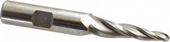 Made in USA - 5° Taper Angle per Side, 3/16" Small End Diam, 1-1/2" LOC, High Speed Steel 3 Flute Tapered Ball End Mill - 3-1/8" OAL, 1/2" Shank Diam - Benchmark Tooling