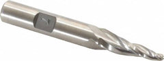 Made in USA - 7° Taper Angle per Side, 1/8" Small End Diam, 1" LOC, High Speed Steel 3 Flute Tapered Ball End Mill - 2-7/8" OAL, 3/8" Shank Diam - Benchmark Tooling