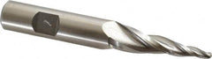 Made in USA - 7° Taper Angle per Side, 1/8" Small End Diam, 1-1/2" LOC, High Speed Steel 3 Flute Tapered Ball End Mill - 3-1/4" OAL, 1/2" Shank Diam - Benchmark Tooling